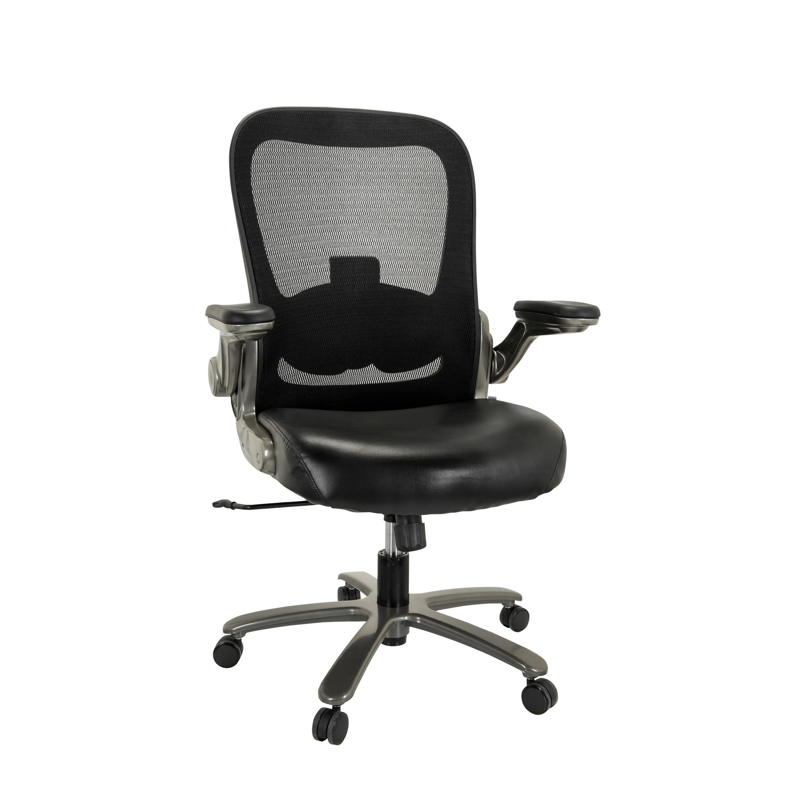 DREHSTUHL Lederlook, Flachgewebe Schwarz  - Silberfarben/Schwarz, Basics, Kunststoff/Textil (75/122/68cm) - MID.YOU