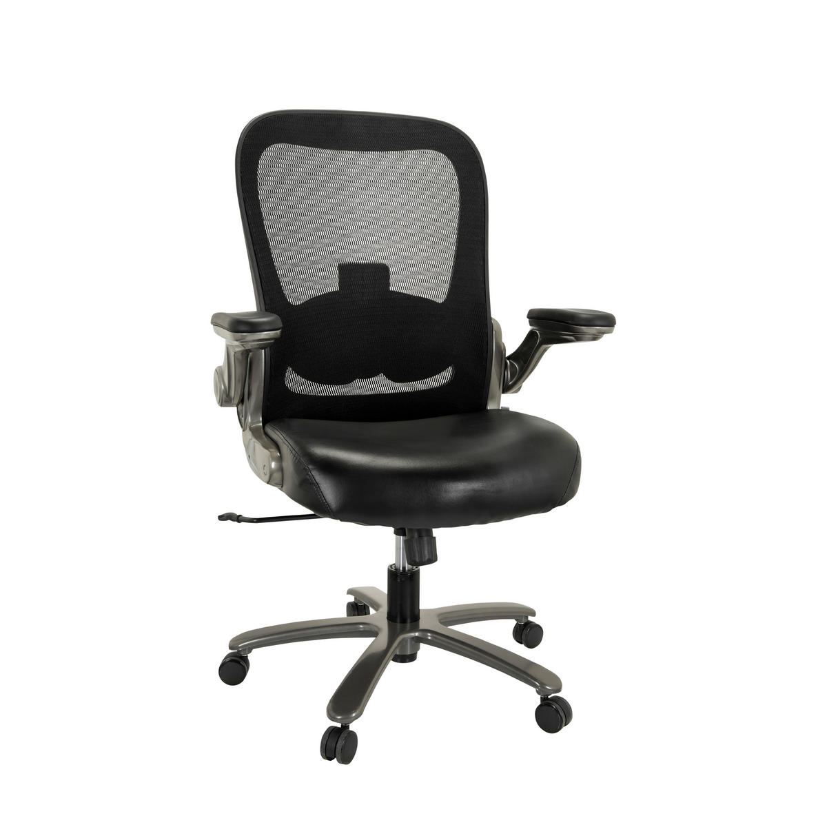 DREHSTUHL Lederlook, Flachgewebe Schwarz  - Silberfarben/Schwarz, Basics, Kunststoff/Textil (75/122/68cm) - MID.YOU