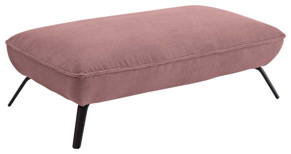 HOCKER in Textil Altrosa  - Schwarz/Altrosa, Design, Textil/Metall (142/43/80cm) - Moderano