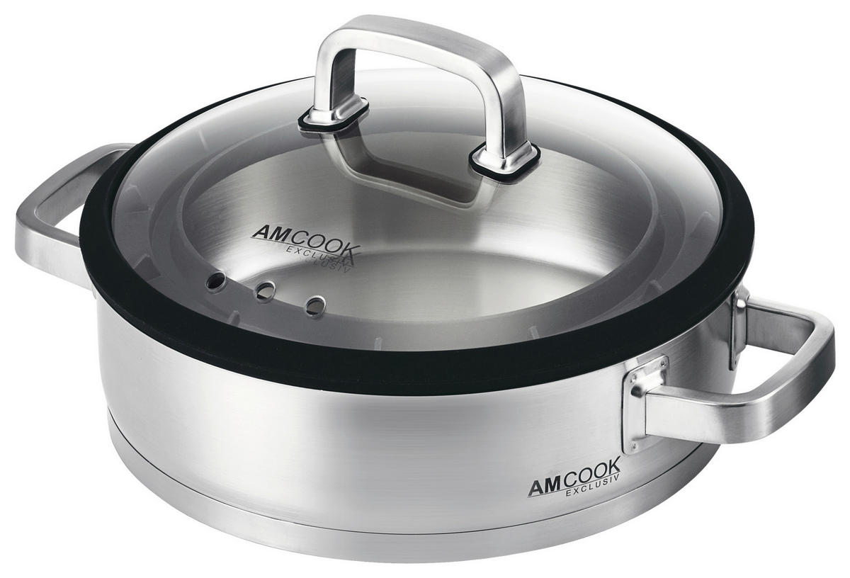 SERVIERPFANNE  - Edelstahlfarben, Basics, Glas/Kunststoff (28/8cm) - Am Cook