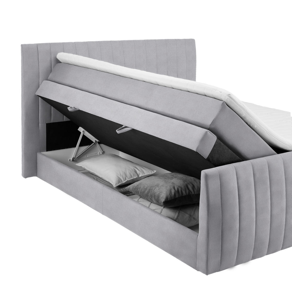 BOXSPRINGBETT 180/200 cm  in Grau  - Schwarz/Grau, Konventionell, Kunststoff/Textil (180/200cm) - Carryhome