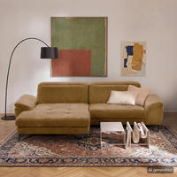 ECKSOFA  Webstoff Rostfarben  - Rostfarben/Schwarz, Design, Textil/Metall (195/268cm) - Livetastic