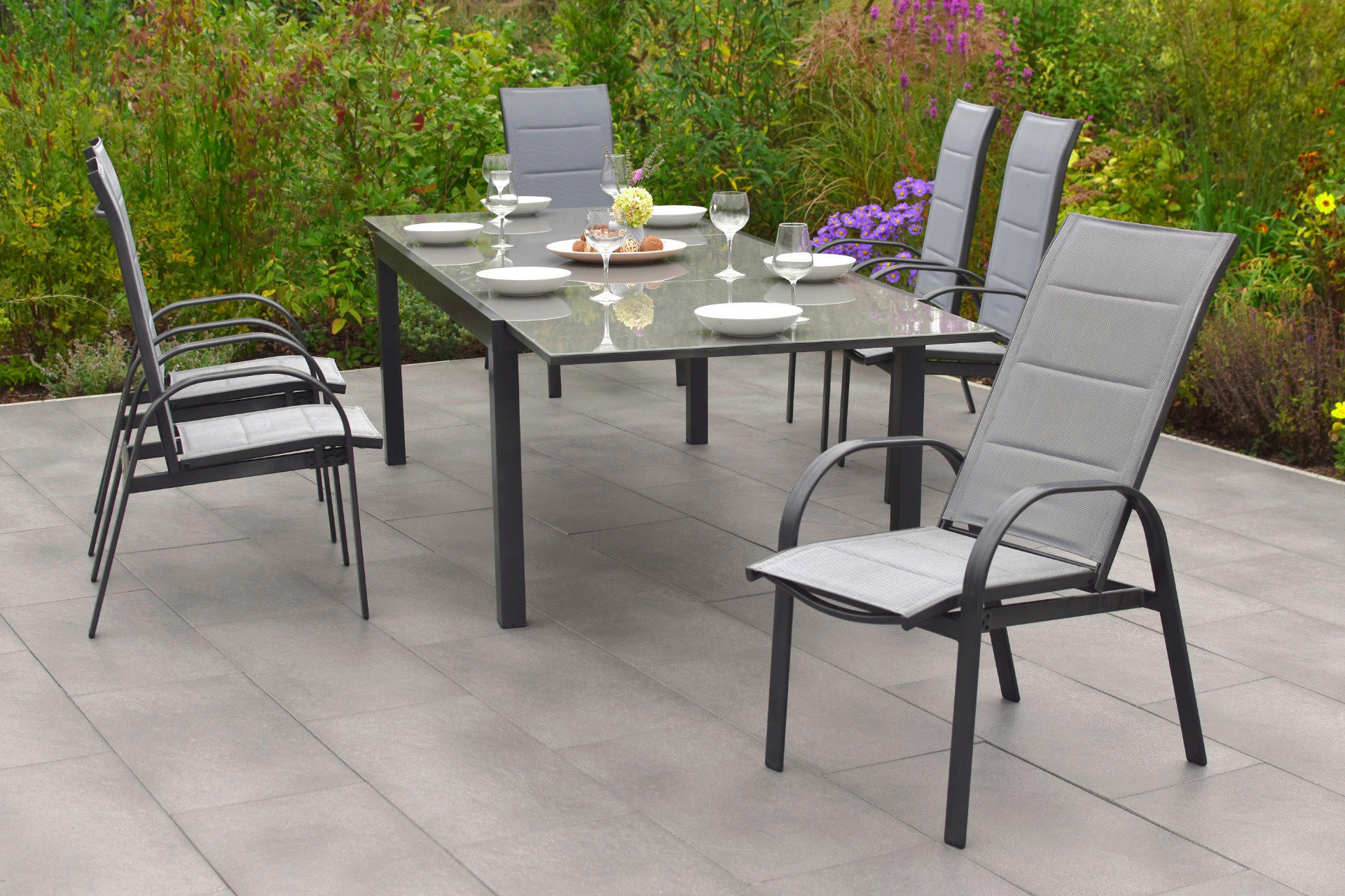 GARTENSESSEL Aluminium Graphitfarben, Grau  - Graphitfarben/Grau, KONVENTIONELL, Textil/Metall (57/110/73cm) - Gardenson