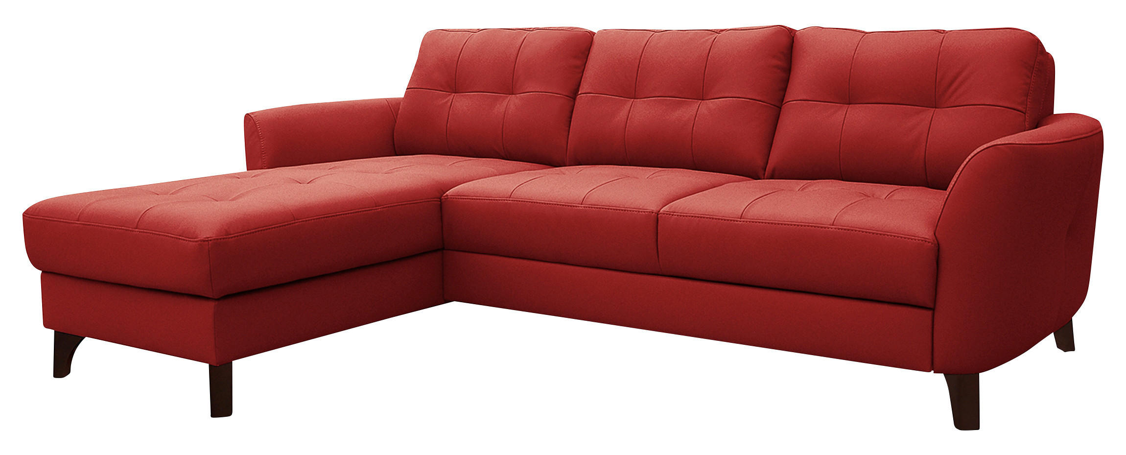 ECKSOFA in Lederlook Echtleder Rot  - Buchefarben/Rot, Design, Leder/Holz (238/168cm) - Livetastic