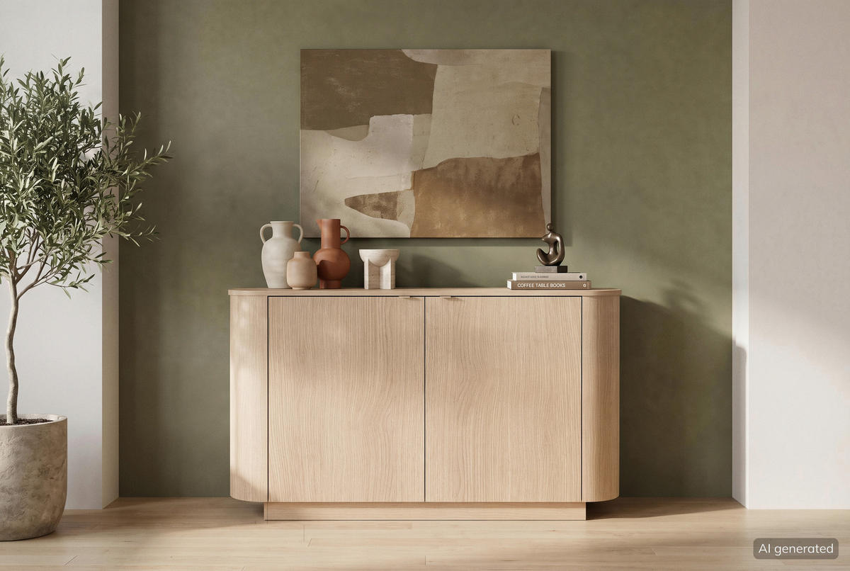 SIDEBOARD  131/76/43 cm  - Eichefarben, Design, Holzwerkstoff/Metall (131/76/43cm) - MID.YOU
