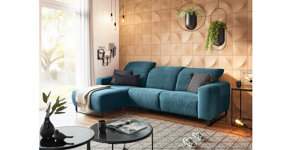 ECKSOFA  in Cord Petrol  180/266 cm  - Petrol/Schwarz, KONVENTIONELL, Textil/Metall (180/266cm) - Hom`in