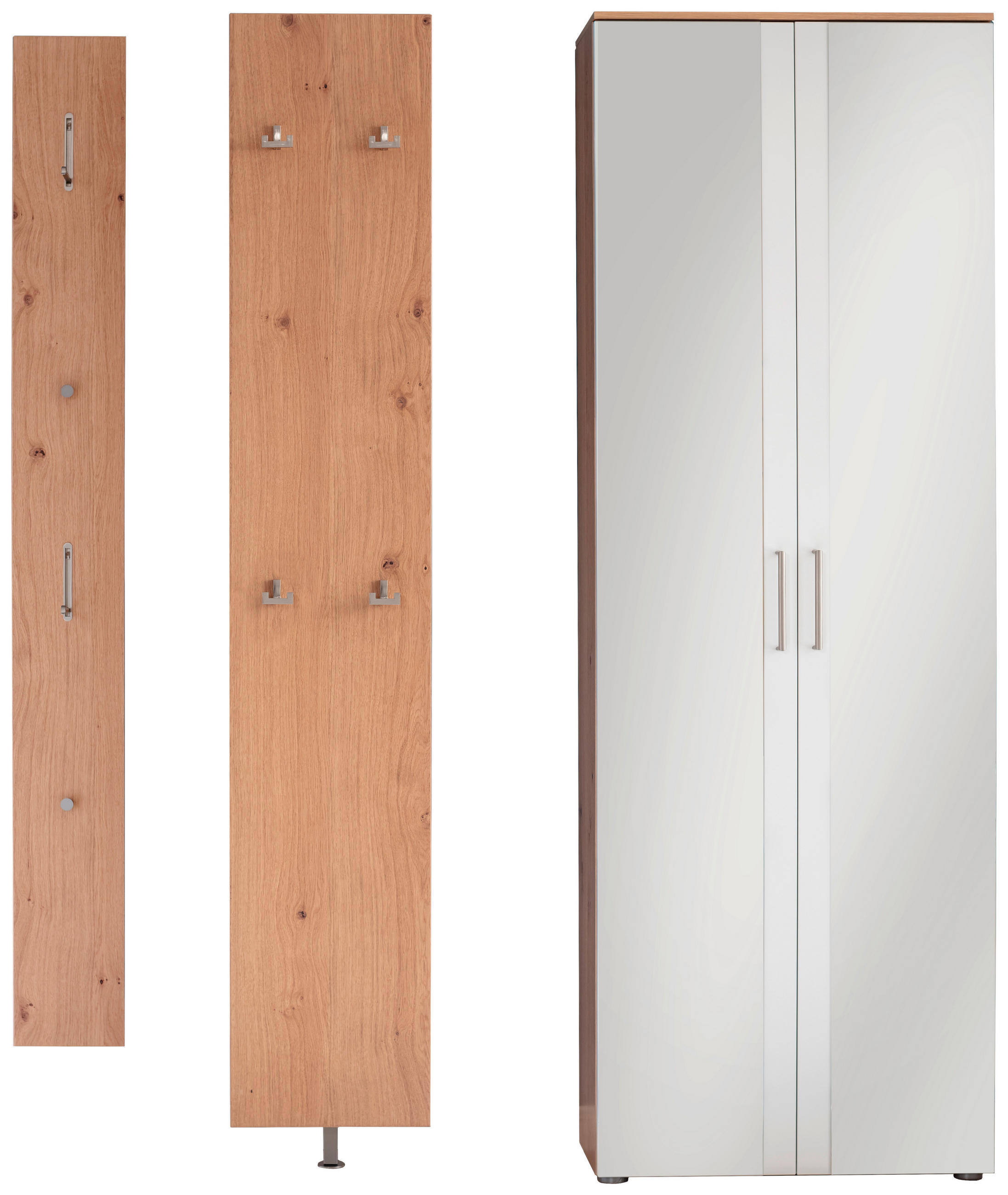 GARDEROBE 3-teilig in 220/198/29 cm - Wildeiche/Weiss, Design, Holzwerkstoff (220/198/29cm) - Moderano