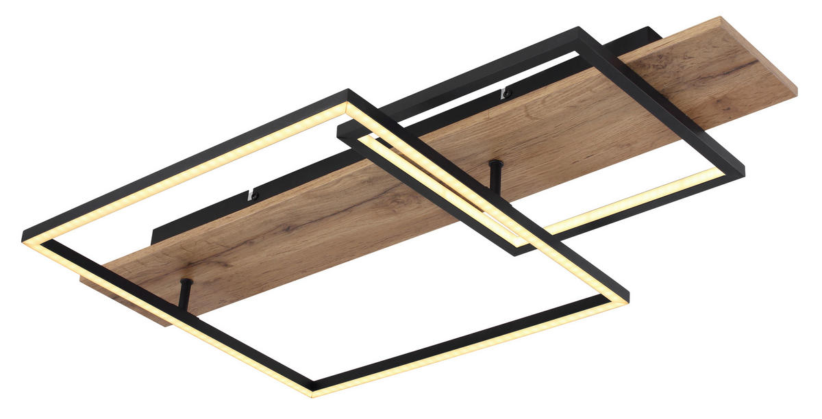 DECKENLEUCHTE 24 W    75/40/10 cm  - Opal/Schwarz, Trend, Holzwerkstoff/Kunststoff (75/40/10cm) - Globo