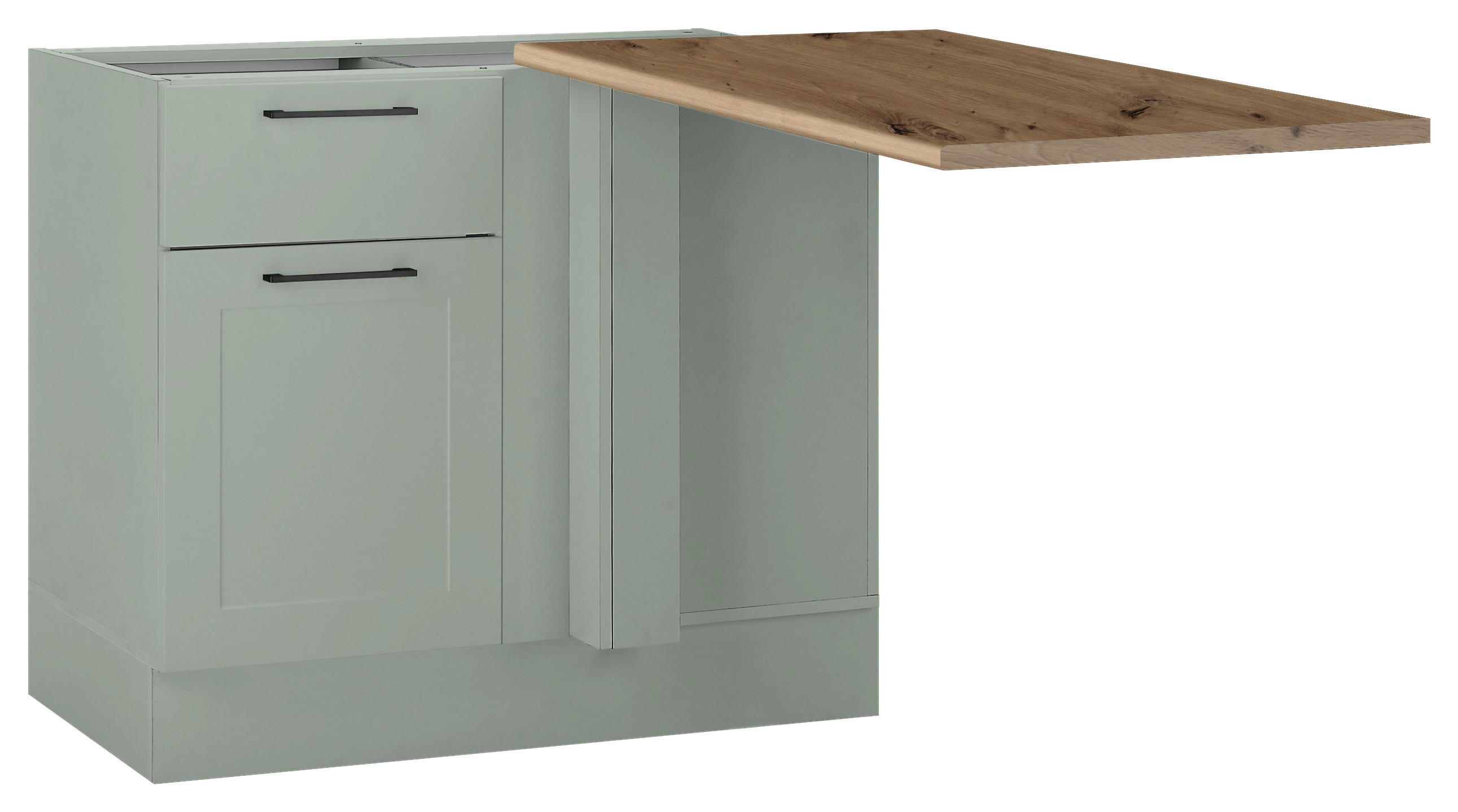 P & B ECKUNTERSCHRANK Grün, Eiche Artisan 115cm × 60cm × 90cm