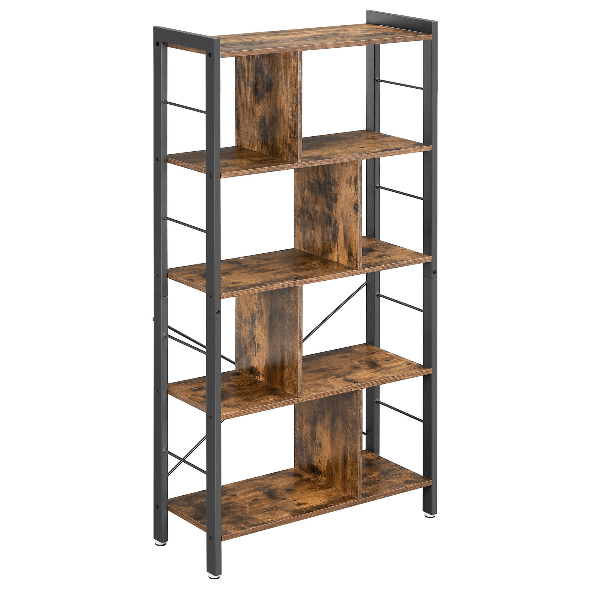 E-shop Boxxx REGÁL, hnedá, čierna, uhlíková oceľ, 74/154,5/30 cm