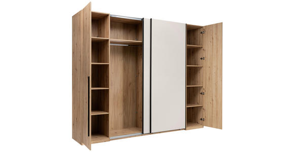 DREHTÜRENSCHRANK  in Kaschmir, Eiche Artisan  - Kaschmir/Schwarz, KONVENTIONELL, Holzwerkstoff/Metall (270/225/61cm) - Carryhome