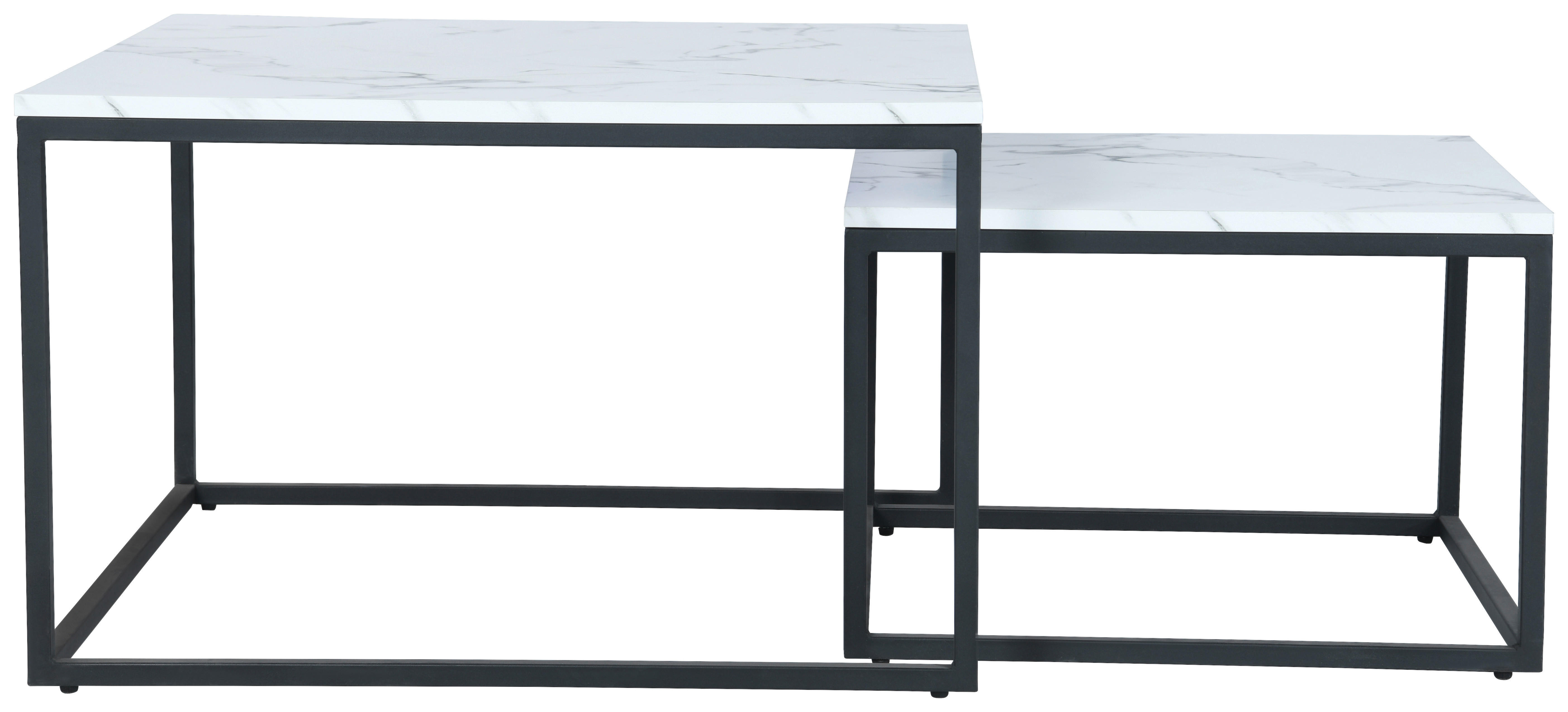 COUCHTISCH quadratisch Weiß  - Schwarz/Weiß, Design, Holzwerkstoff/Metall (80/50/80cm) - MID.YOU