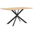 ESSTISCH Eiche vollmassiv rechteckig  - Schwarz, Design, Holz/Metall (160/90/75cm) - Novel