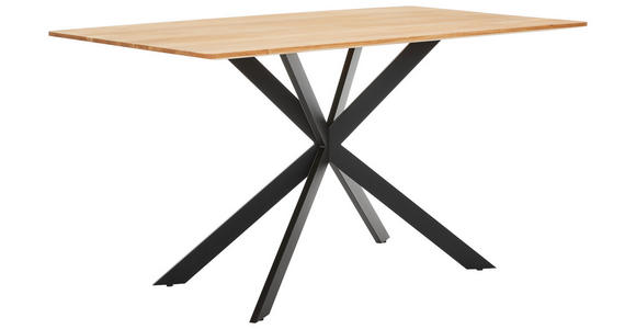 ESSTISCH Eiche vollmassiv rechteckig - Schwarz, Design, Holz/Metall (160/90/75cm) - Novel