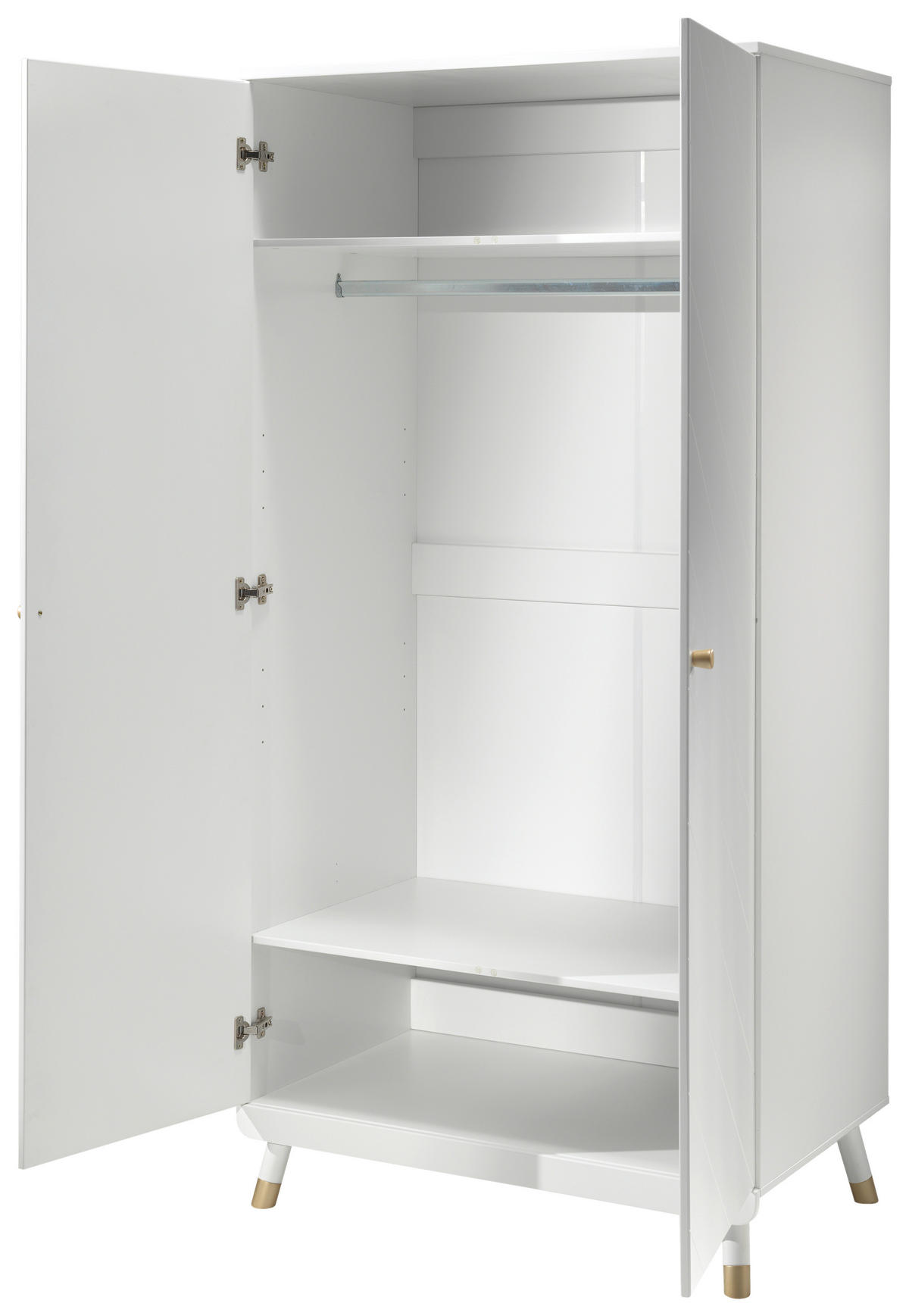 DREHTÜRENSCHRANK  in Weiß  - Goldfarben/Weiß, MODERN, Holzwerkstoff/Kunststoff (100/200/59cm) - Vipack