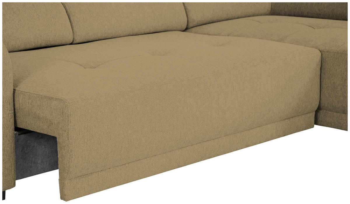 ECKSOFA in Struktur Olivgrün  - Schwarz/Olivgrün, Design, Kunststoff/Textil (284/205cm) - MID.YOU