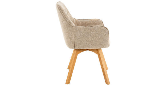 ARMLEHNSTUHL in Struktur - Eichefarben/Creme, Design, Holz/Textil (57/91/64cm) - Xora