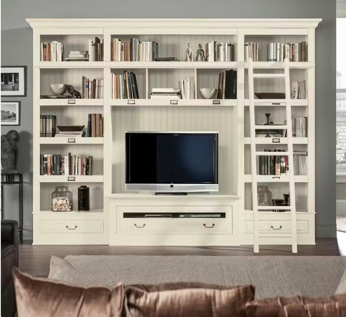 WOHNWAND UrbanClass 3-teilig  in Weiß  311/238,5/52-46,5 cm  - Creme/Bronzefarben, LIFESTYLE, Holz/Metall (311/238,5/52-46,5cm) - Livetastic