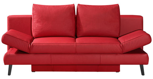 SCHLAFSOFA in Echtleder Rot - Rot/Schwarz, MODERN, Leder/Metall (200/85/90cm) - Novel