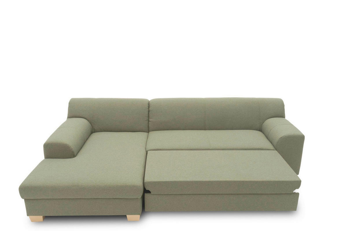 ECKSCHLAFSOFA  TINOS Grün Webstoff  - Beige/Grün, Basics, Textil (273/157cm) - MID.YOU