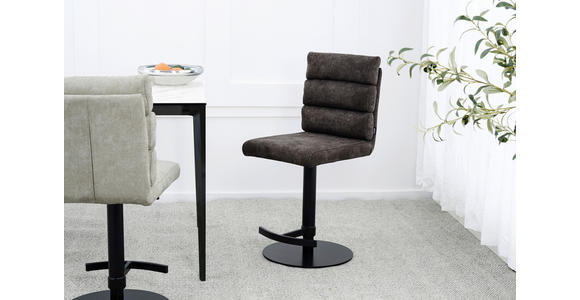 BARHOCKER Webstoff Braun Eisen Stoffauswahl, Sitzfläche 360° drehbar  - Schwarz/Braun, Design, Textil/Metall (42/90-117/58,5cm) - Novel