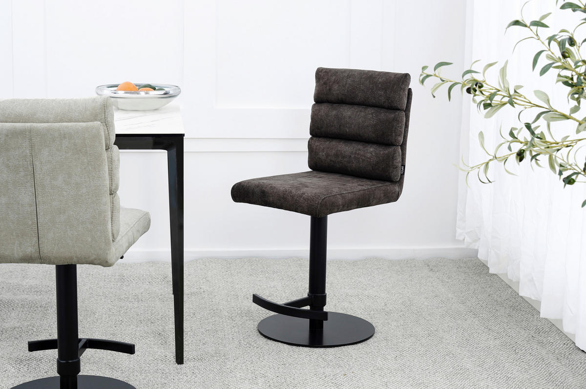 BARHOCKER Webstoff Braun Eisen Stoffauswahl, Sitzfläche 360° drehbar  - Schwarz/Braun, Design, Textil/Metall (42/90-117/58,5cm) - Novel