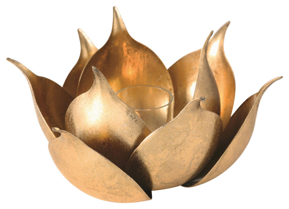 KERZENHALTER - Goldfarben, Trend, Metall (20cm) - Ambia Home