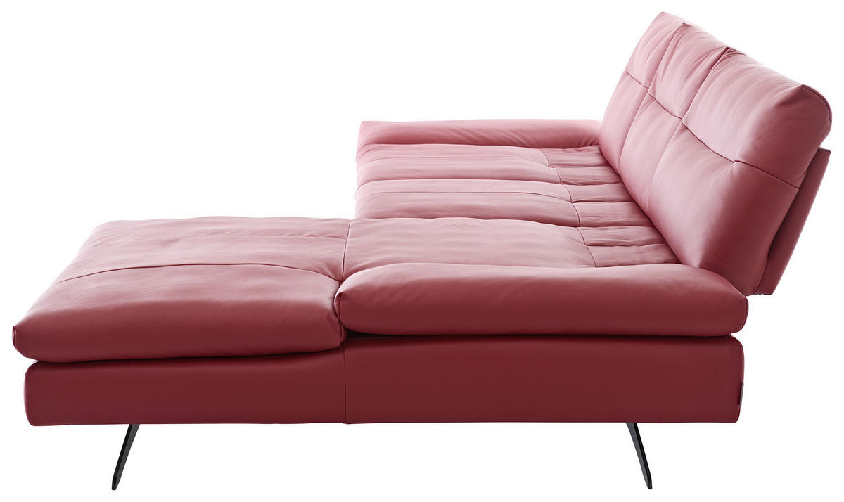 ECKSOFA in Echtleder Rot  - Rot/Schwarz, Modern, Leder/Metall (342/158cm) - Chilliano