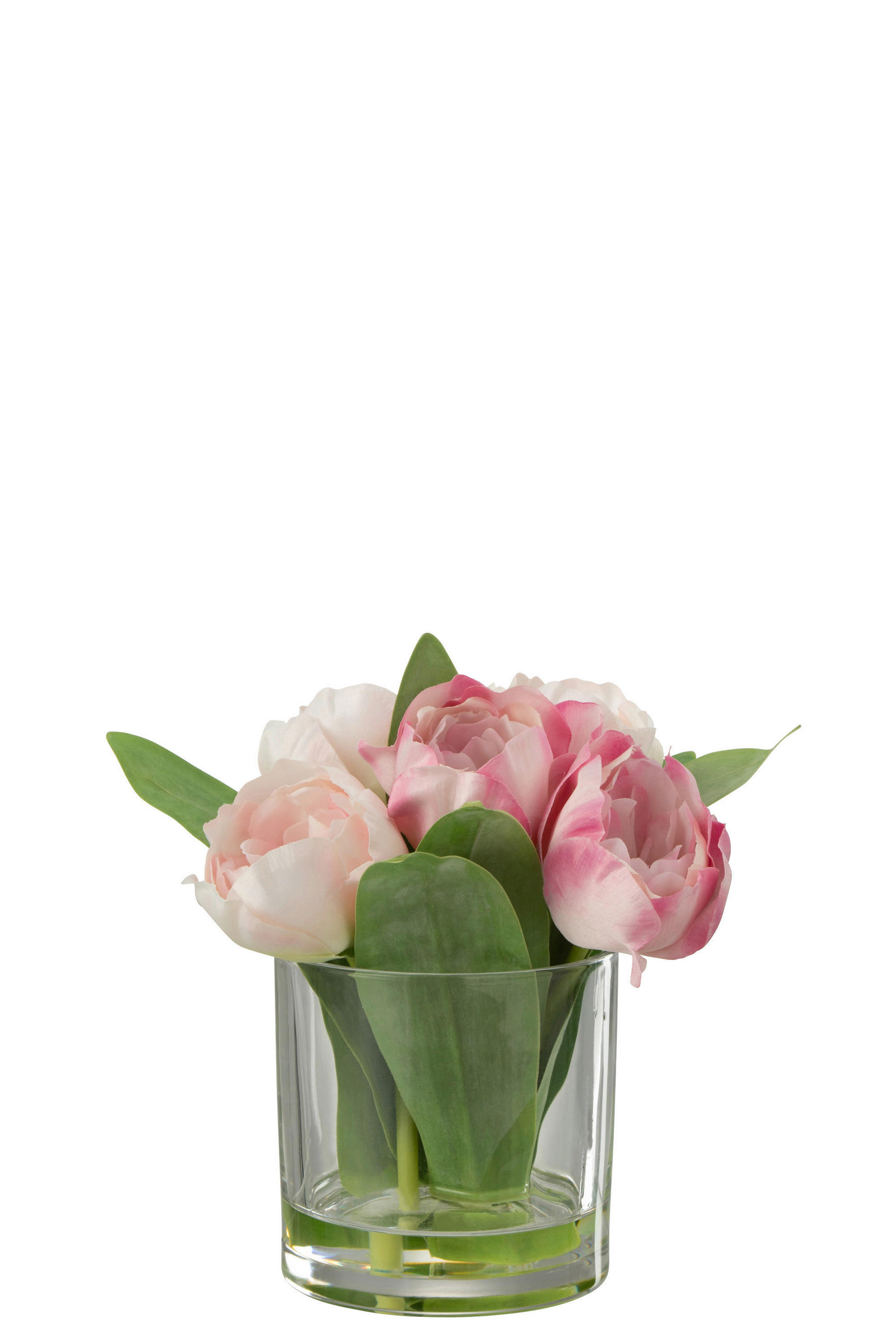 Tulpenstrauß in Glasvase Tulpe  - Transparent/Rosa, Basics, Glas/Kunststoff (17cm)