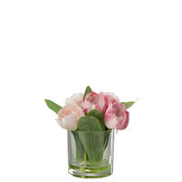 Tulpenstrauß in Glasvase Tulpe  - Transparent/Rosa, Basics, Glas/Kunststoff (17cm)