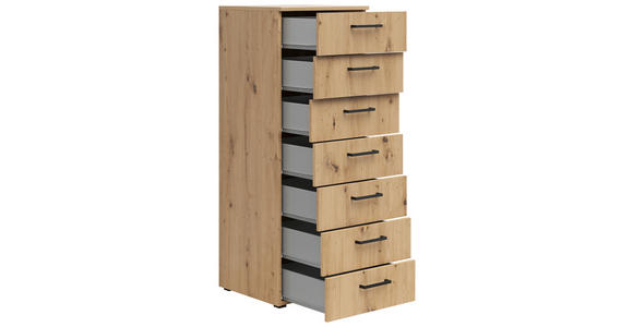 KOMMODE 45/115/40 cm in Eiche Artisan - Anthrazit/Schwarz, MODERN, Holzwerkstoff/Kunststoff (45/115/40cm) - Carryhome