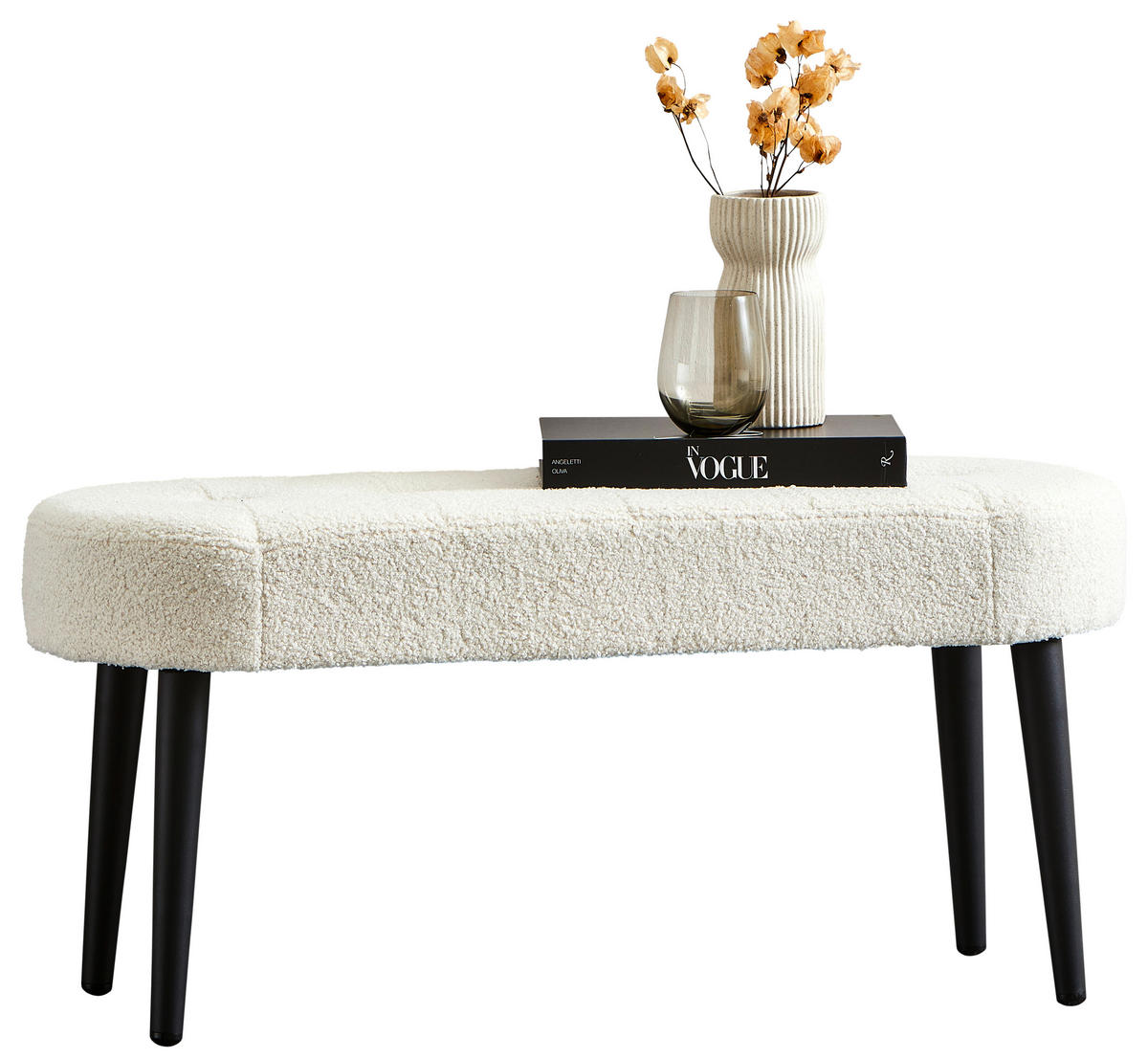 HOCKERBANK 95/46/38 cm Creme  - Creme, Design, Textil/Metall (95/46/38cm) - MID.YOU