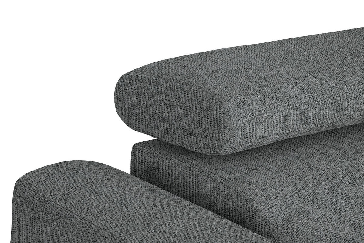ECKSOFA in Webstoff Dunkelgrau  - Dunkelgrau/Schwarz, Design, Textil/Metall (280/205cm) - MID.YOU