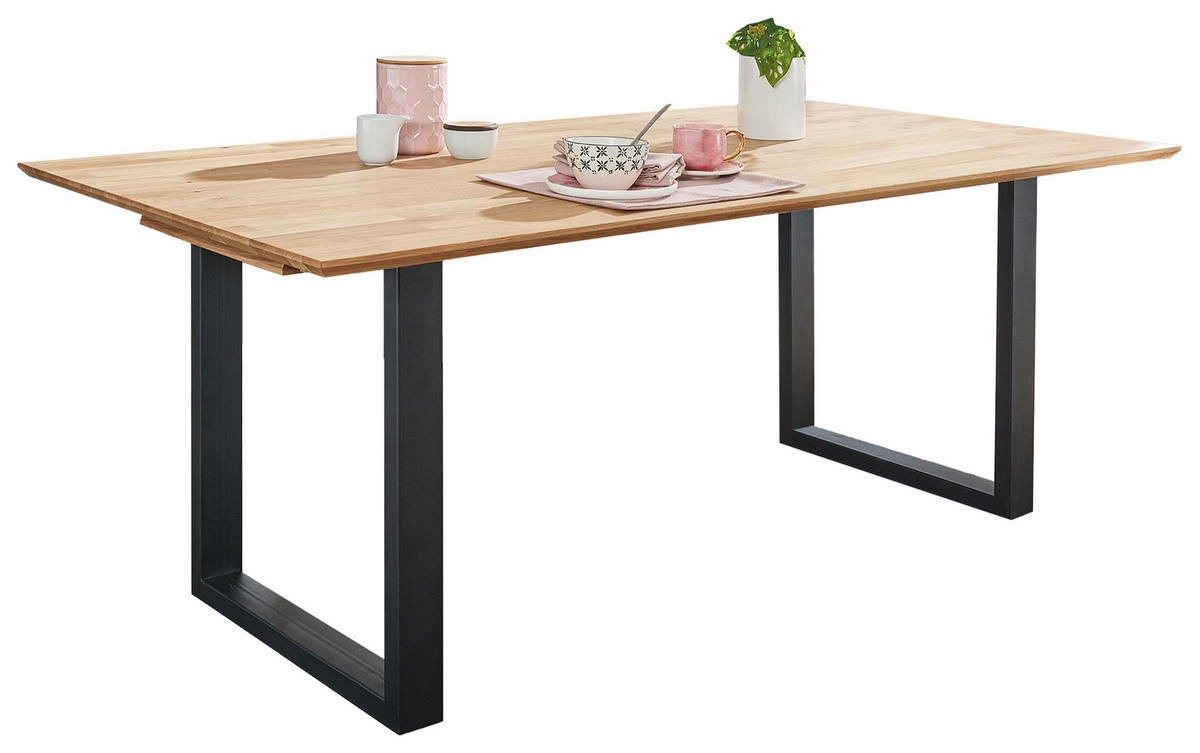 ESSTISCH in Holz, Metall 160/90/75 cm  - Wildeiche/Schwarz, Konventionell, Holz/Metall (160/90/75cm) - Livetastic