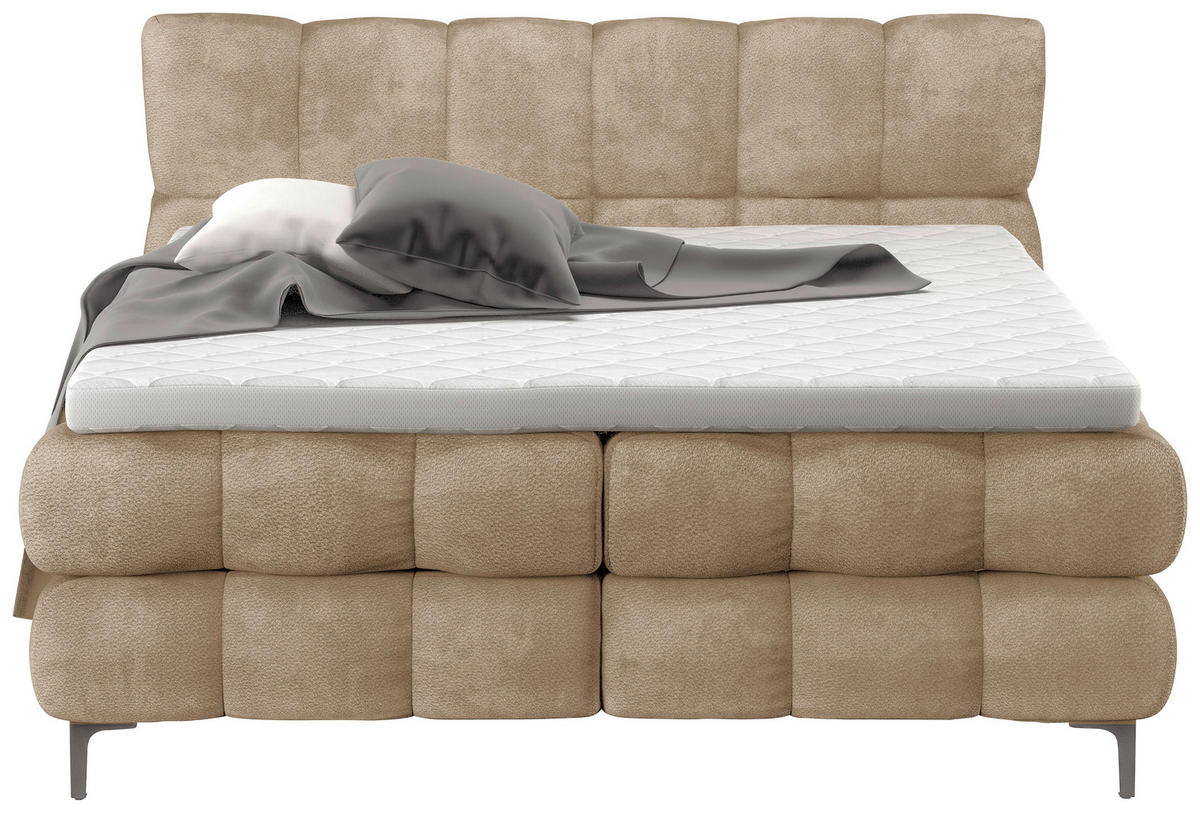 BOXBETT 160/200 cm  in Creme  - Creme/Schwarz, Design, Textil/Metall (160/200cm) - Ti'me