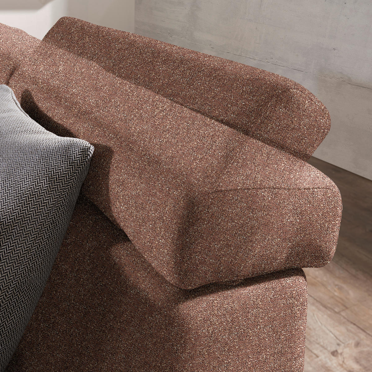 ECKSOFA  in Mikrovelours Terracotta  205/288 cm  - Terracotta/Alufarben, Design, Textil (205/288cm) - Sedda