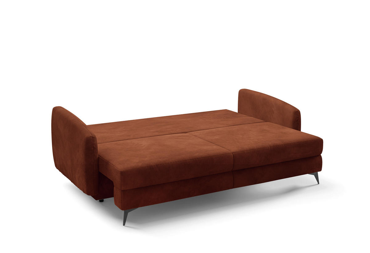 SCHLAFSOFA INGRID  mit Plüsch Rostfarben  - Rostfarben/Creme, Design, Textil/Metall (230/100/103cm) - Livetastic