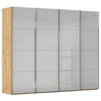 SCHWEBETÜRENSCHRANK 271/235/68 cm 4-türig Grau, Eiche Artisan  - Chromfarben/Eiche Artisan, Design, Glas/Holzwerkstoff (271/235/68cm) - Novel