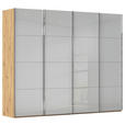 SCHWEBETÜRENSCHRANK - Chromfarben/Eiche Artisan, Design, Glas/Holzwerkstoff (271/235/68cm) - Novel