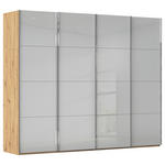 SCHWEBETÜRENSCHRANK - Chromfarben/Eiche Artisan, Design, Glas/Holzwerkstoff (271/235/68cm) - Novel