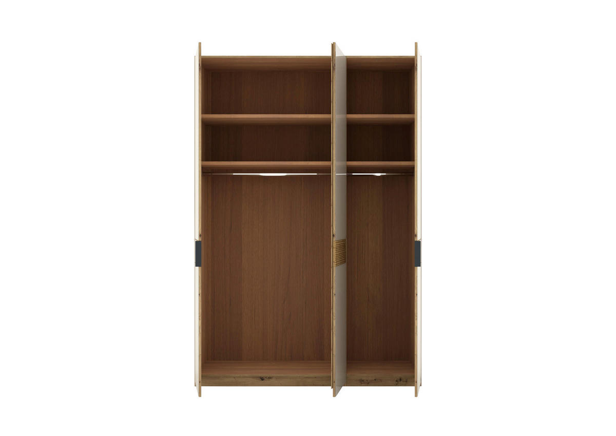 DREHTÜRENSCHRANK 150/216/58 cm,  in Champagner, Eiche Bianco, 3 Tür(en)  - Schieferfarben/Eiche Bianco, Design, Glas/Holz (150/216/58cm) - Musterring