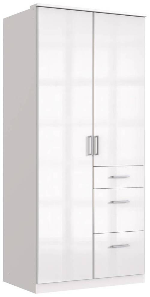 KLEIDERSCHRANK 91/199/58 cm 2-türig Weiß, Weiß Hochglanz  - Chromfarben/Weiß Hochglanz, Basics, Holzwerkstoff (91/199/58cm) - MID.YOU