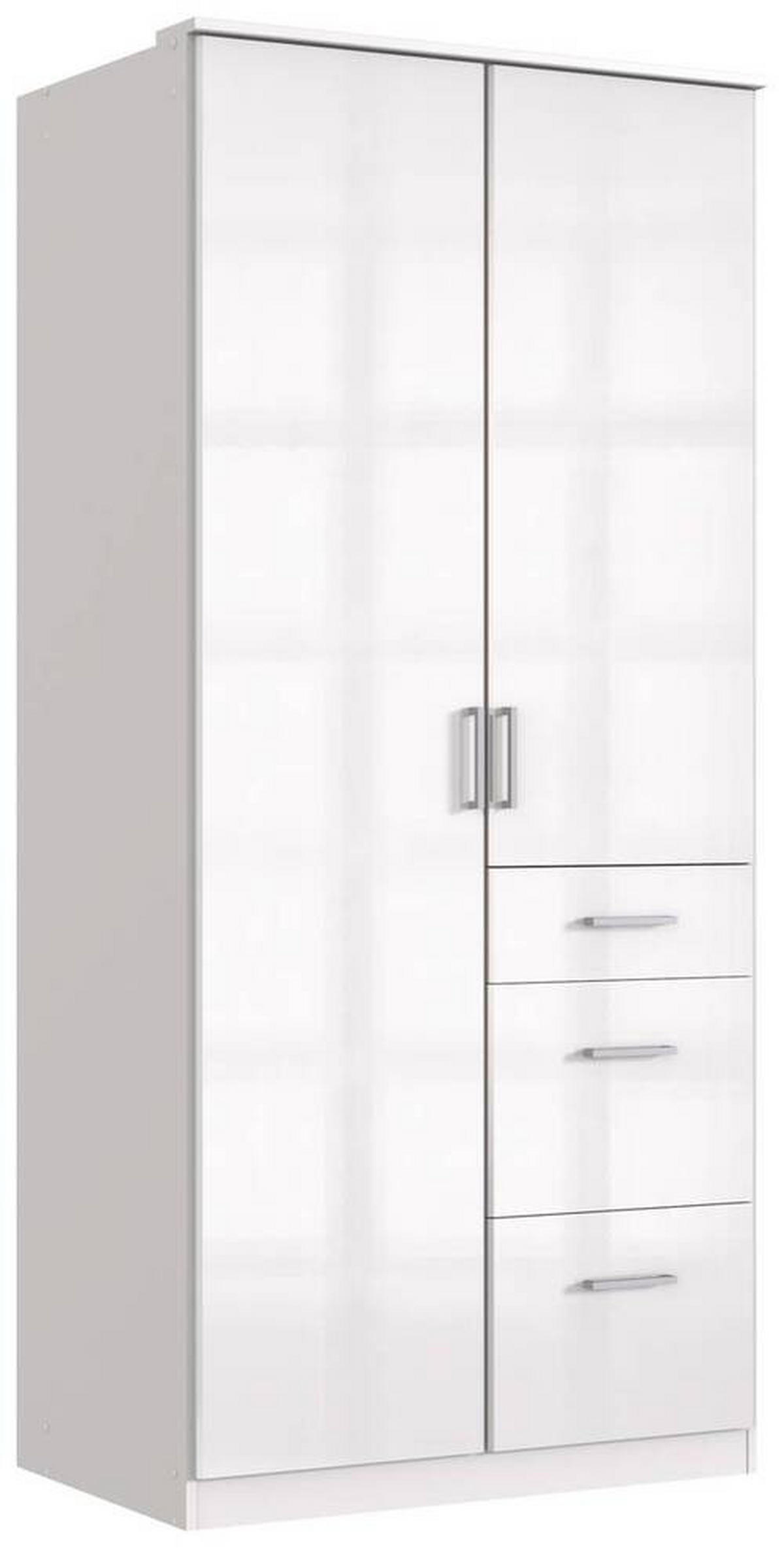 KLEIDERSCHRANK  in Weiß, Weiß Hochglanz  - Chromfarben/Weiß Hochglanz, Basics, Holzwerkstoff (91/199/58cm) - MID.YOU