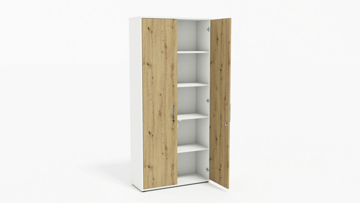 AKTENSCHRANK Weiß, Eiche Artisan  - Eiche Artisan/Weiß, MODERN, Holzwerkstoff (128,5/185,6/33cm) - MID.YOU
