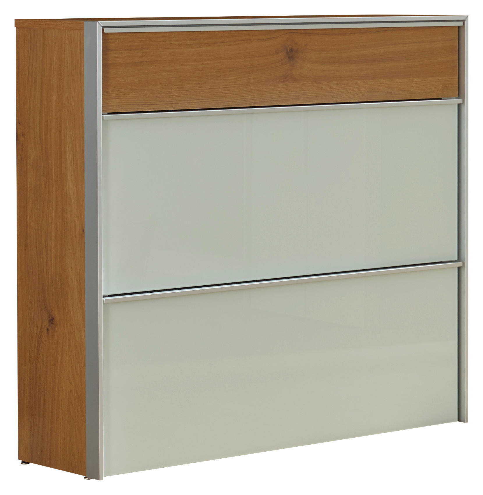 SCHUHSCHRANK 102/98/34 cm  - Eichefarben/Alufarben, Design, Glas/Holzwerkstoff (102/98/34cm) - Dieter Knoll