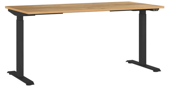 SCHREIBTISCH 160/80/72-118 cm  in Schwarz, Eichefarben  - Eichefarben/Schwarz, MODERN, Holzwerkstoff/Metall (160/80/72-118cm) - Novel