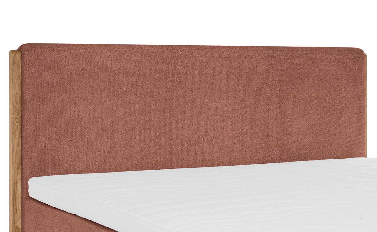 BOXSPRINGBETT 160/200 cm,  in Rot, Matratze, Topper, H5 + H5 = hart  - Eichefarben/Rot, KONVENTIONELL, Holz/Textil (160/200cm) - Welnova