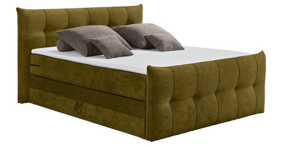 BOXSPRINGBETT 180/200 cm  in Olivgrün  - Schwarz/Olivgrün, KONVENTIONELL, Kunststoff/Textil (180/200cm) - Esposa