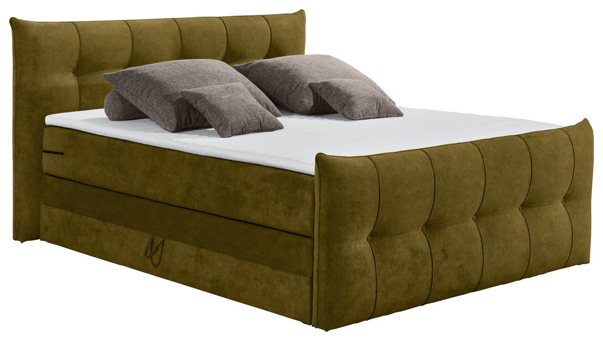 BOXSPRINGBETT 180/200 cm  in Olivgrün  - Schwarz/Olivgrün, KONVENTIONELL, Kunststoff/Textil (180/200cm) - Esposa