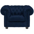 CHESTERFIELD-SESSEL - Wengefarben/Dunkelblau, LIFESTYLE, Holz/Textil (115/76,5/96cm) - Landscape